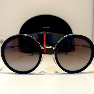 BNWT Prada Round Black/Gold Women’s Sunglasses